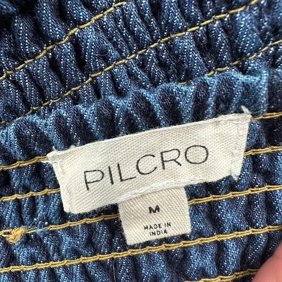 Pilcro Anthropologie Dress Womens Medium Blue Denim Button Midi Sleeveless Boho - Picture 7 of 15